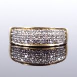 A 9ct gold diamond cluster dress ring, total diamond content approx 0.25ct, setting height 6.4mm,