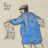 French School circa 1900, 2 crayon and wash character studies, sheet size 14" x 10" Slight