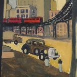 Modern oil on canvas, New York street scene, unsigned, 19" x 24", framed Very good condition