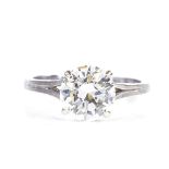 A 14ct white gold 1.6ct solitaire diamond ring, high 4-claw setting, diamond weighs approx 1.6ct,