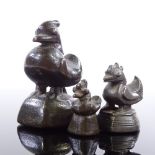 A set of 3 graduated Oriental bronze hen design Opium weights