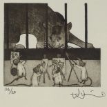 Julien Williams, 2 etchings, mouse cartoon studies, both signed and numbered in pencil, framed (2)