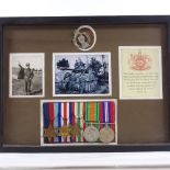 A group of 5 Second War Period Service medals, awarded to 6351782 AE Pearman, mounted in frame