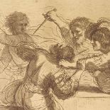 After Guercino, scenes from the assassination of Amnon, 2 18th engravings by Bartolozzi, mounted (2)