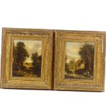 Manner of John Constable, pair of 19th century oils on canvas, rural landscapes, unsigned, 9" x