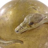 A large 18th century carved giltwood ball and serpent finial, approx. 28cm across