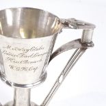 An Edwardian Arts and Crafts silver 2-handled trophy, by George Nathan and Ridley Hayes, hallmarks