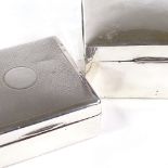 2 silver-mounted square cigarette boxes, largest length 9.5cm (2) Largest is more worst for wear