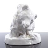 A Meissen white glaze porcelain grizzly bear, signed on the base A Gruhl, height 8cm Perfect