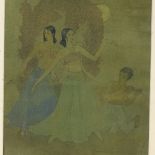 Sudhansu Sekhar Choudhury, watercolour, dancing figures with boy playing a pipe, circa 1930, 13.5" x