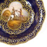 A 19th century Meissen porcelain bowl, with hand painted scene in gilded blue ground border,