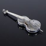 A sterling silver miniature model cello, by Sterling Merchandising Company, hallmarks Birmingham