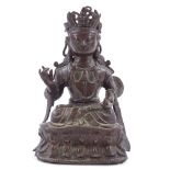 A Chinese bronze figure of Guanyin, Ming dynasty, 16th/17th century, inscription to reverse reads