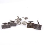 A pair of Swedish silver propeller cufflinks, and 2 pairs of Finnish silver modernist cufflinks,