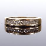 A 9ct gold diamond half-hoop ring, total diamond content approx 0.35ct, maker's marks AG,