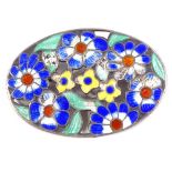 An Arts and Crafts silver and enamel floral brooch, by A H Darby & Son, hallmarks Birmingham 1946,