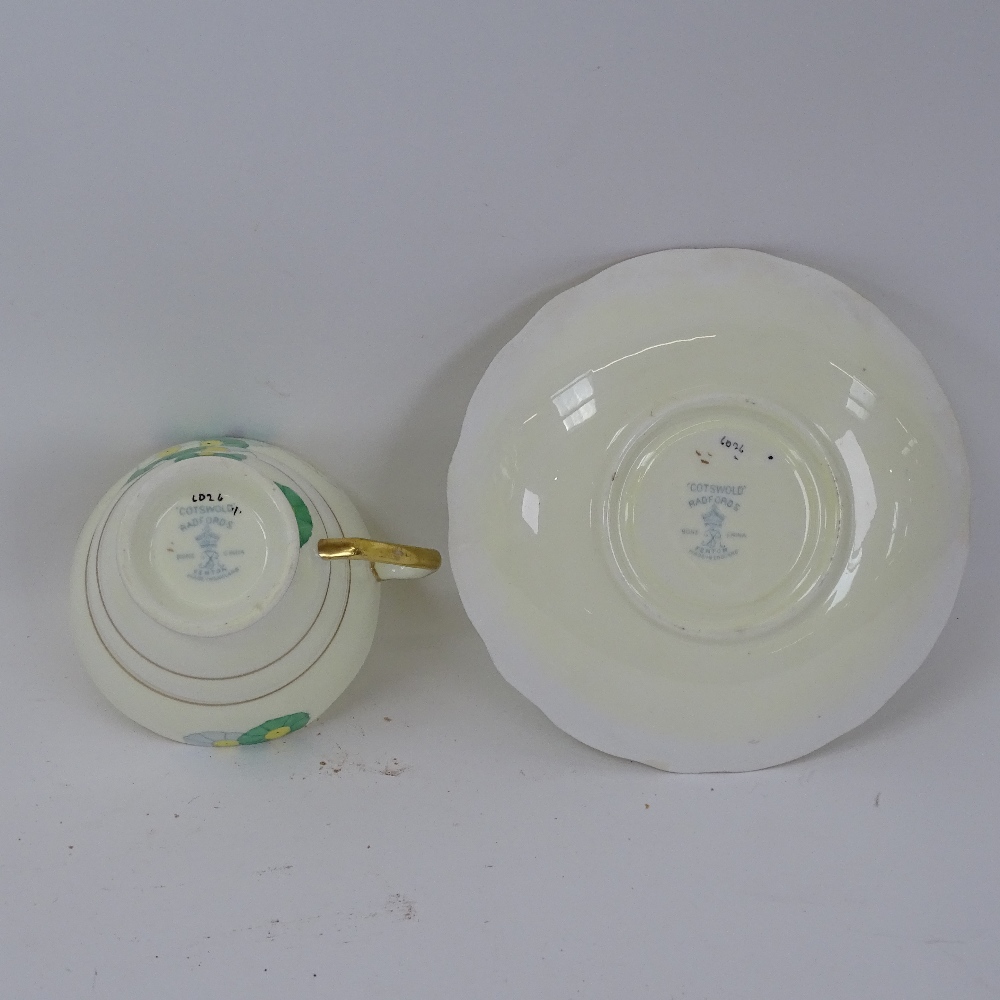 Art Deco Radfords porcelain tea service with yellow and green floral decoration - Image 3 of 3