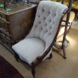 William IV mahogany-framed and button-back upholstered nursing chair