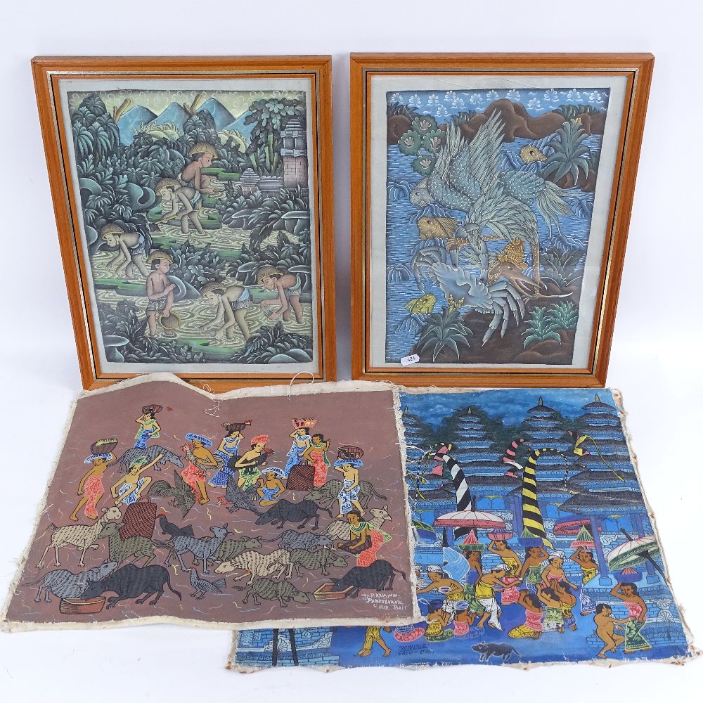 Various Oriental watercolour thangka and embroideries - Image 2 of 3