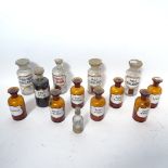 Various Vintage chemist's bottles and jars, some with original labels and poison labels, largest