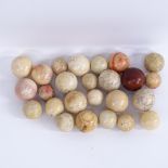 A quantity of Antique carved and polished ivory games balls, average diameter 4cm (25)