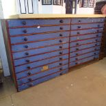 A Vintage painted pine 20-drawer collector's chest (1 drawer missing), ex Canterbury Museum, W134cm,