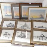 Tim Johnson, 6 prints, military studies, signed in pencil, from an edition of 75, 11" x 15",