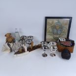 Various collectables, including carved coconut shell, chrome goblets, costume jewellery, etc