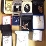 A collection of 11 various modern silver necklaces, boxed