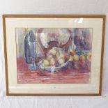 Coloured print, still life, with the artist's stamp bottom right-hand corner, 45cm x 60cm, framed