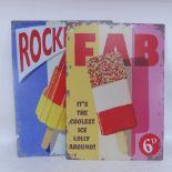 2 lithograph tin ice lolly advertising signs, height 70cm (2)
