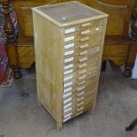 A pine and beech 16 drawer filing/collector's chest, W40cm, D40cm, H94cm