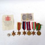 Various unnamed Second War medals, comprising War and Defence medal, 2 1939 - 1945 Stars, Africa