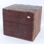 A Vintage pine engineer's table-top chest of drawers, height 30cm
