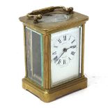 A Vincent of Weymouth brass-cased carriage clock, case height 11cm, not currently working