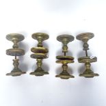 4 cast-brass large doorknobs with door plates, handle diameter 10cm