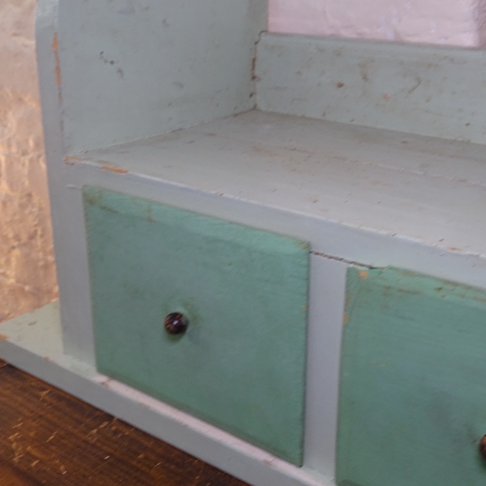 A painted pine hanging shelf, with 6 short spice drawers, L136cm, D23cm, H64cm - Image 3 of 3