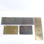 4 various brass shop sign plaques, largest length 61cm (4)
