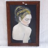 Clive Fredriksson, oil on board, study of a young lady, 57cm x 36cm, framed