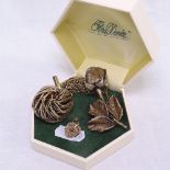Various Flora Danica and Tilia vermeil sterling silver modernised jewellery, with original box (3)