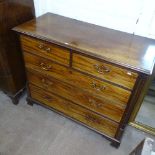 A Georgian mahogany chest of 2 short and 3 long drawers, inlaid canted corners on ogee bracket feet,