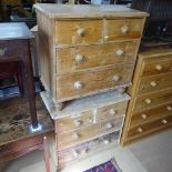 2 Antique pine 4-drawer chests, both W81cm, D44cm, H72cm and 80cm
