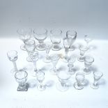 19th century rummers and other Antique drinking glasses, including a cordial glass with milk twist