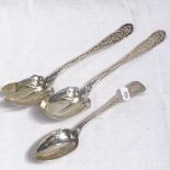 TIFFANY & CO - a pair of 19th century American sterling silver salad servers, with relief