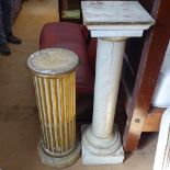 A painted pine Corinthian pine pedestal, and another, tallest 100cm