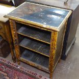 A Victorian bamboo music cabinet with single door (glass panel missing), W63cm, D43cm, H87cm