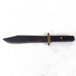 A 19th century bowie knife with shaped wood grips, blade length 24.5cm