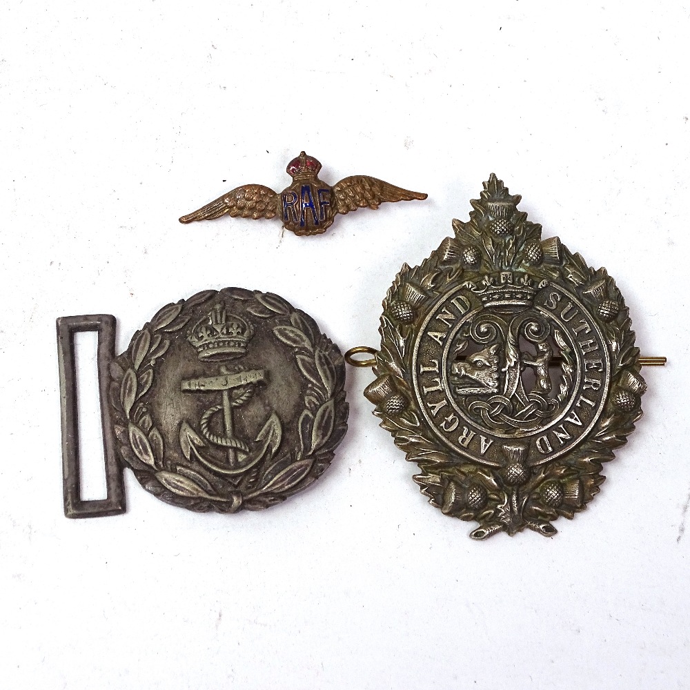 Various Army and military cap and helmet badges, including unmarked white metal skull and - Image 3 of 3