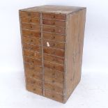 A Vintage pine collector's table-top double-bank chest of drawers, height 57cm