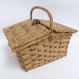 Wicker picnic hamper and contents